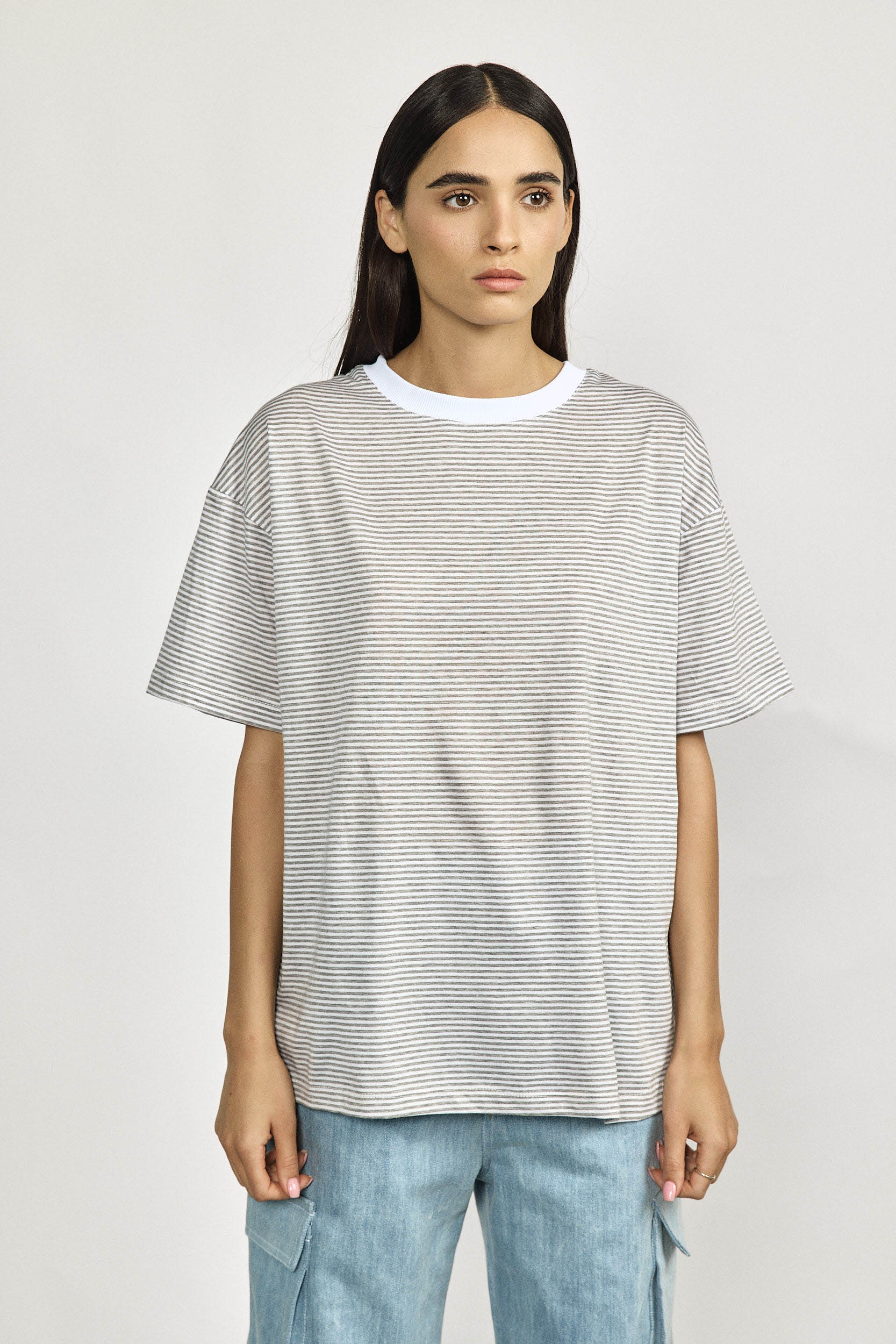 Striped T - thick grey